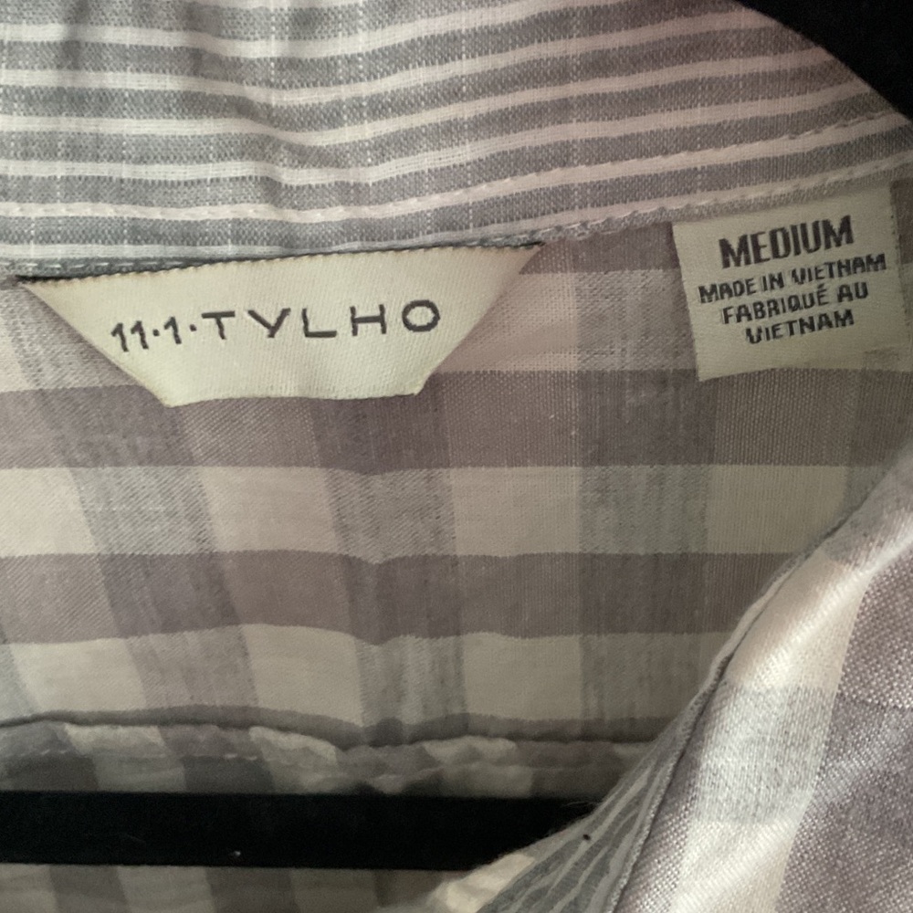 Anthropology Gray Plaid peplum Button-Up Shirt; size M - Picture 3 of 5